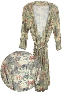 Posh Peanut Women's Bamboo Robe African Jungle Safari Animal Multicolor Size XL